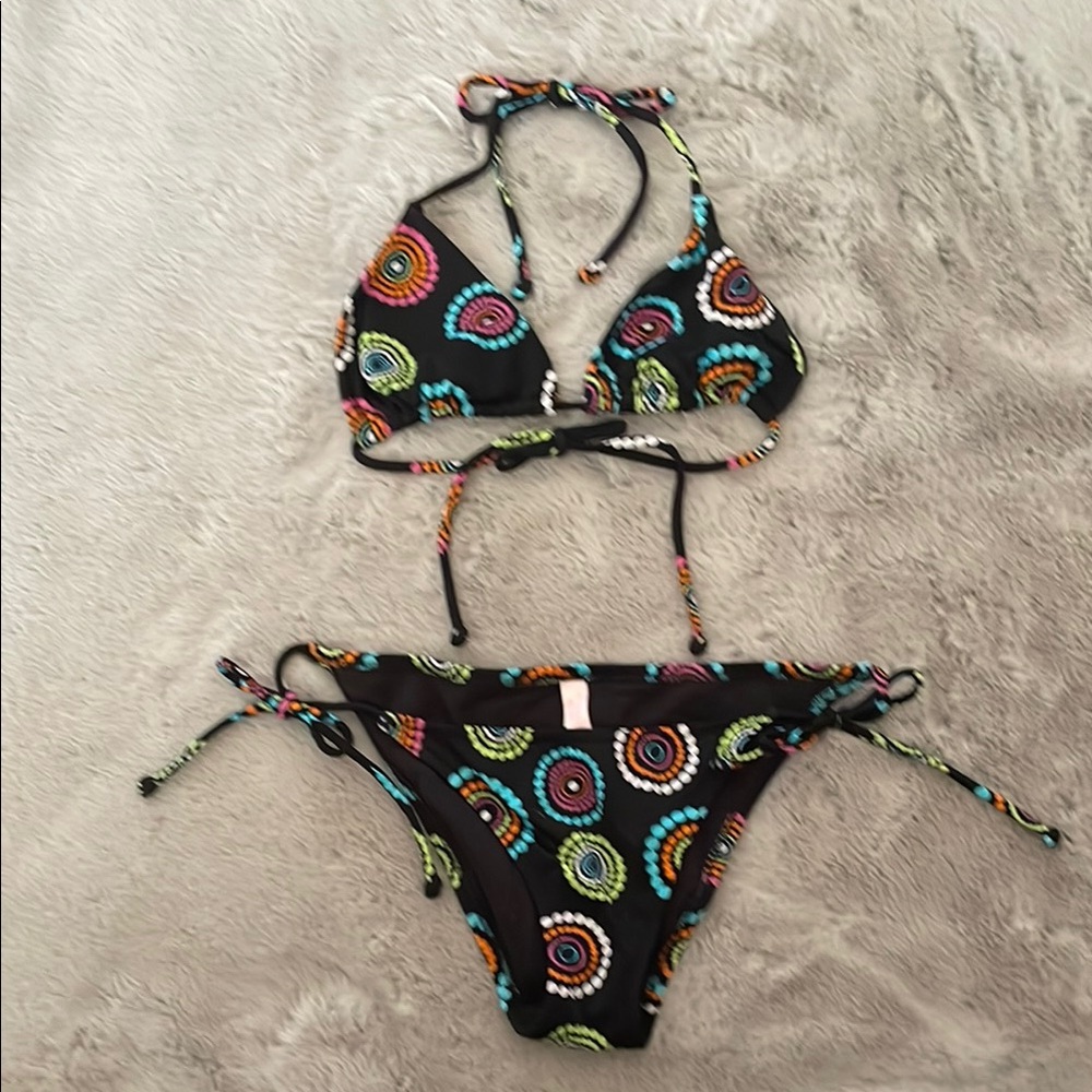 Victoria's Secret Black Blue Green String Bikini Bottom Top